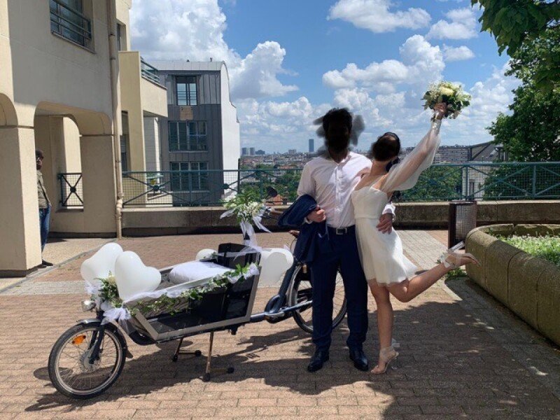Vélo cargo mariage Wedding cargo bike image