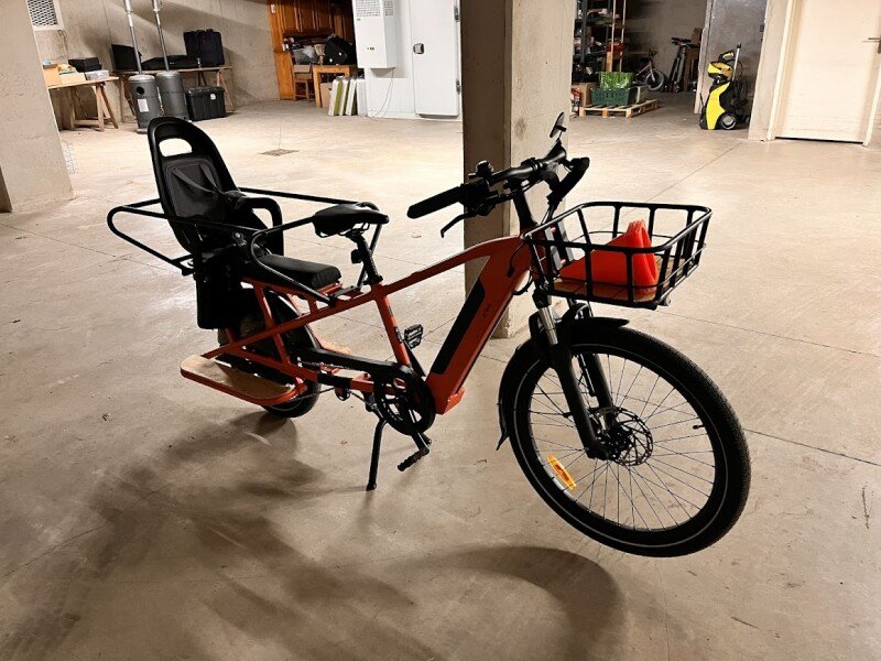 🚲 Vélo cargo longtail électrique – Decathlon R500E (2ᵉ génération) – Orange image