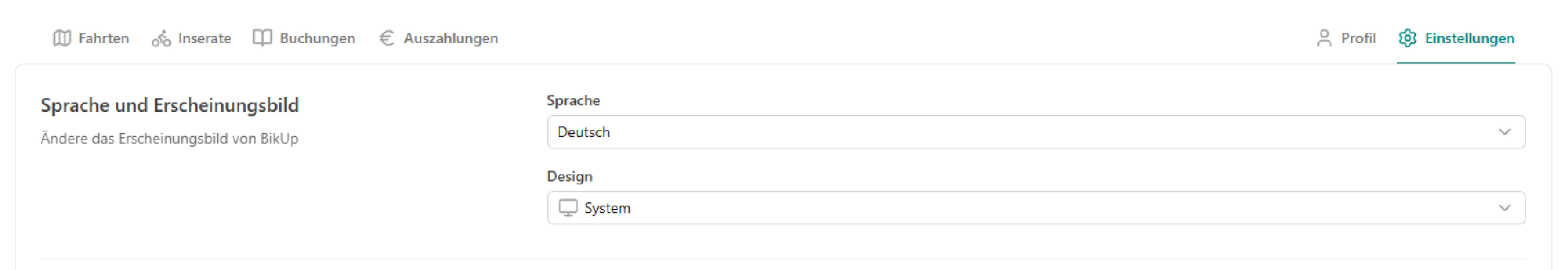 Sprache des BikUp-Kontos ändern