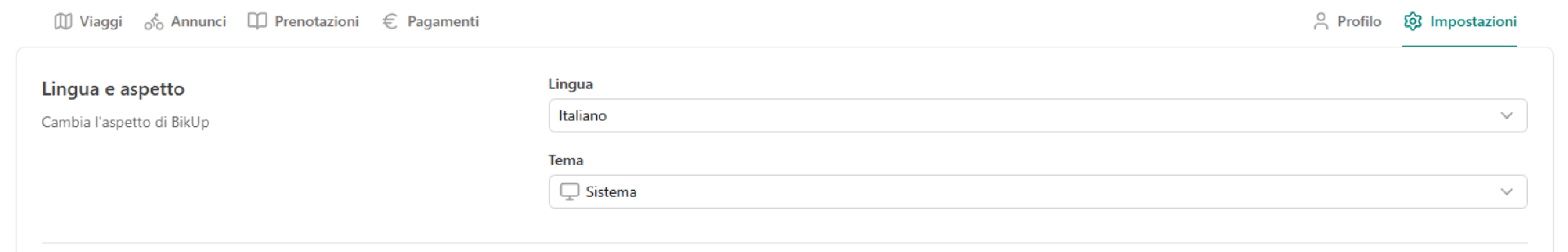 Modificare la lingua dell’account BikUp