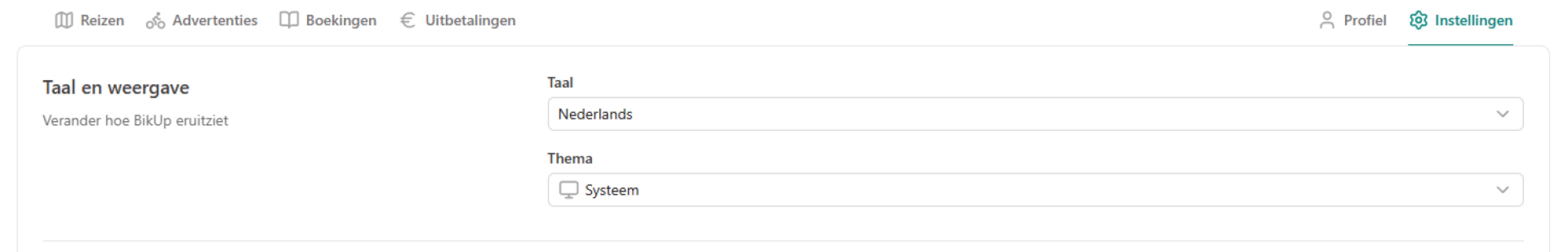 Taal van BikUp-account wijzigen