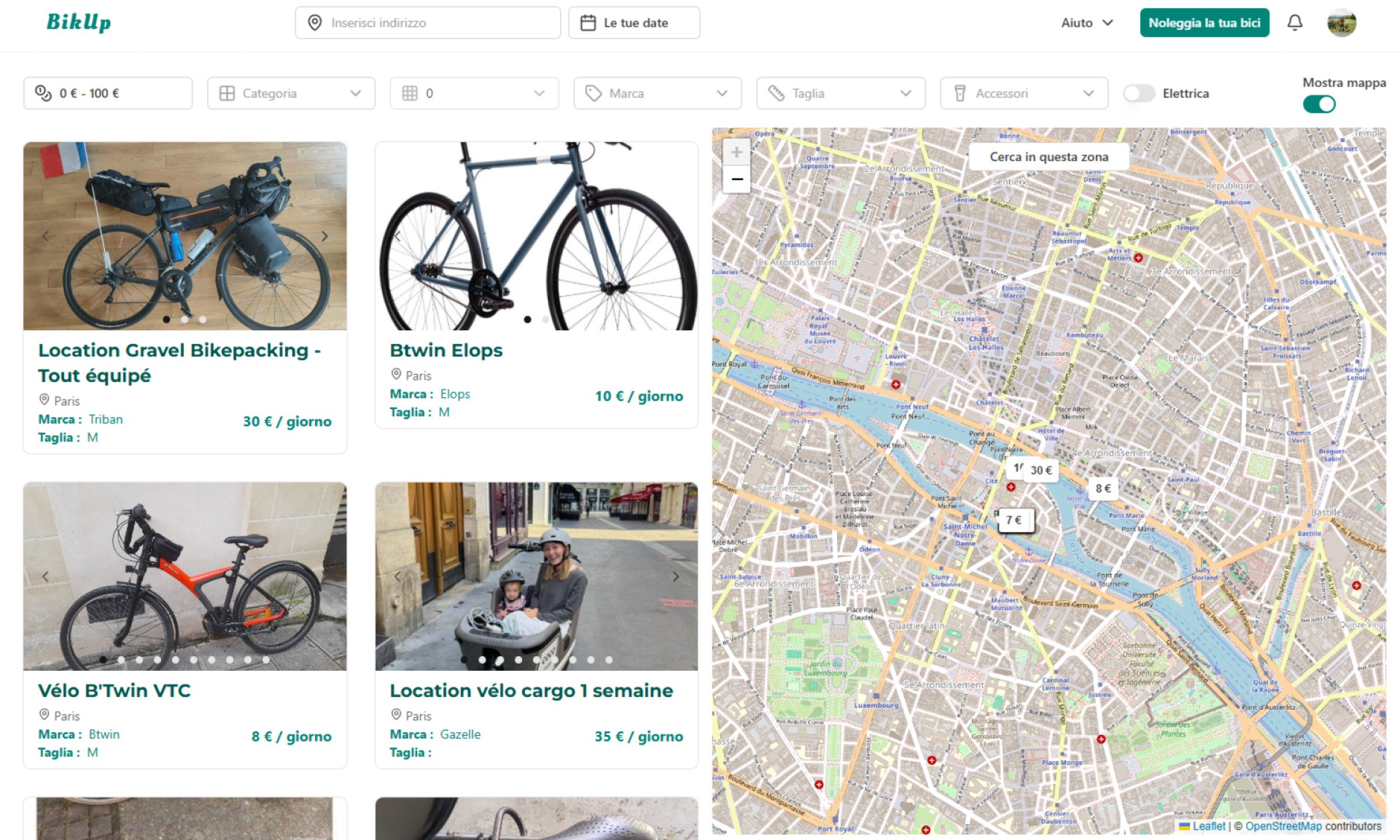 Ricerca noleggio bici