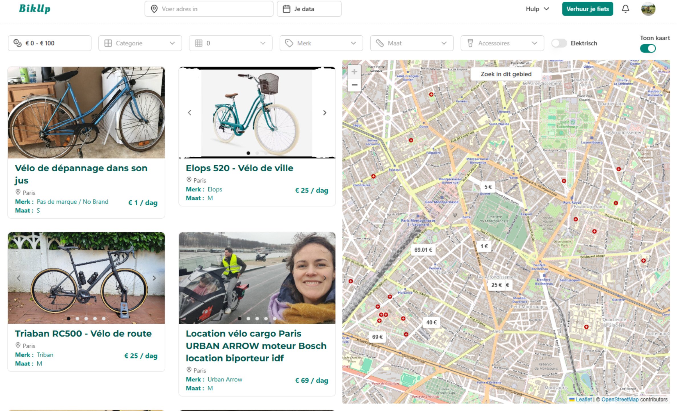 Zoeken naar fietsverhuur
