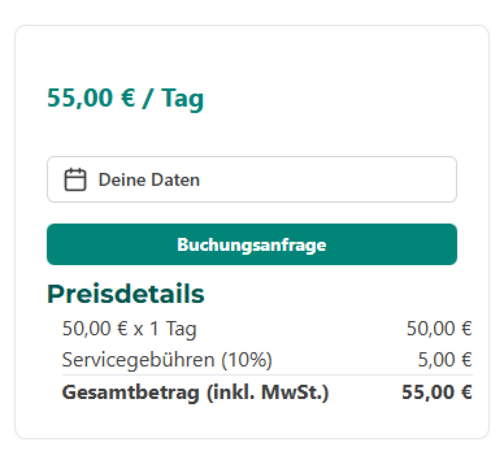 Mietanfrage für ein Fahrrad