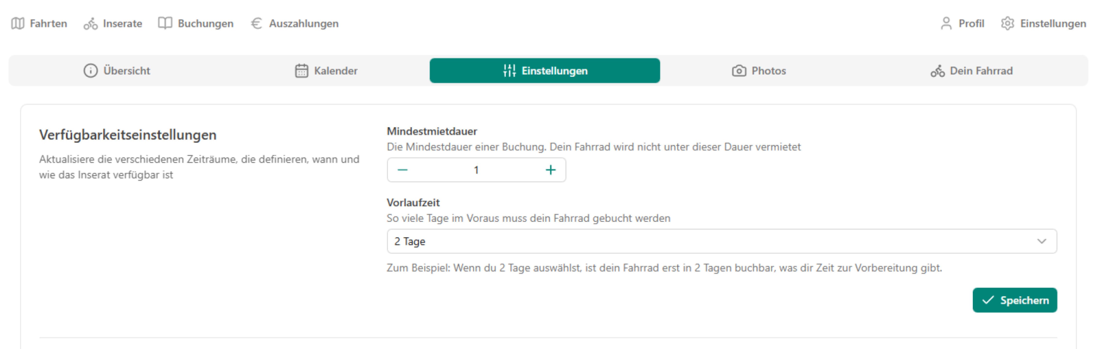 Verfügbarkeit einer Anzeige
