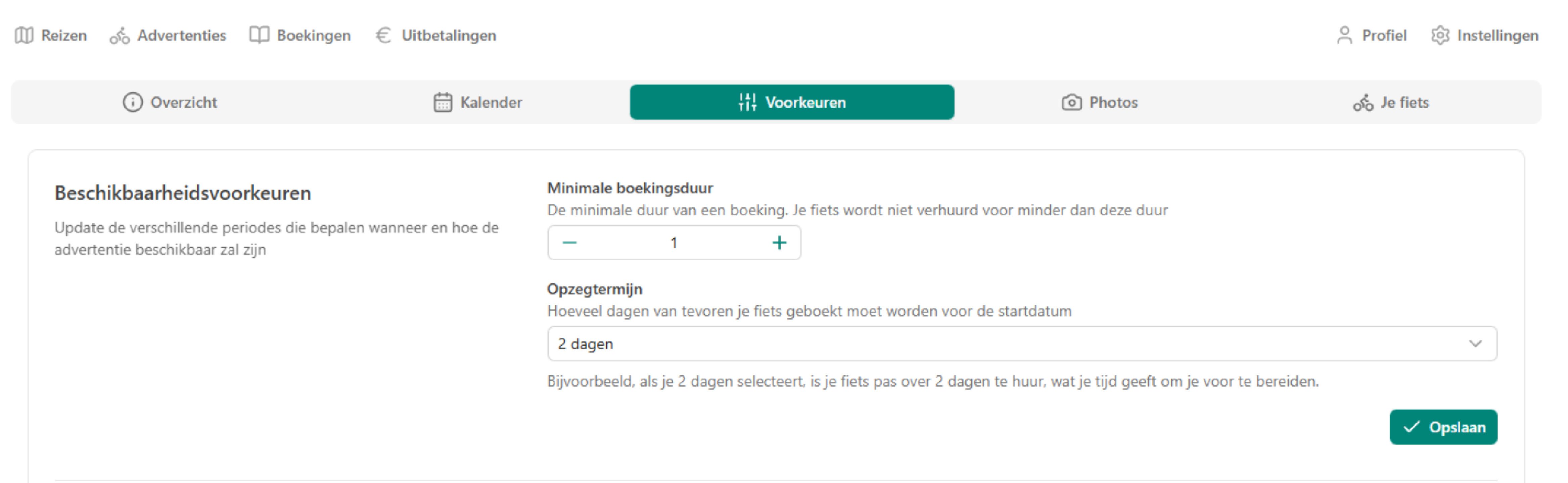 Beschikbaarheid van advertentie