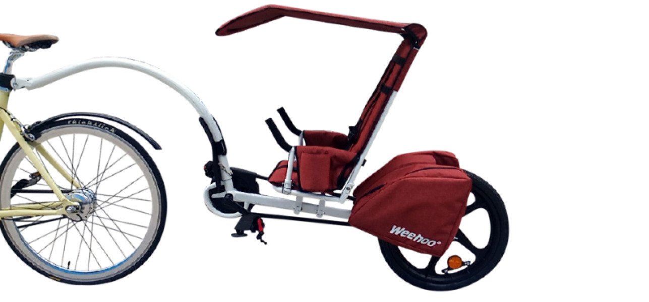 Weehoo Thrill pedal trailer bike with panniers for rent image