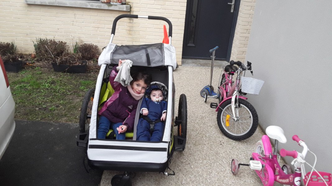 Remorque à vélo pour 2 enfants XLC (avec siège bébé inclus) image