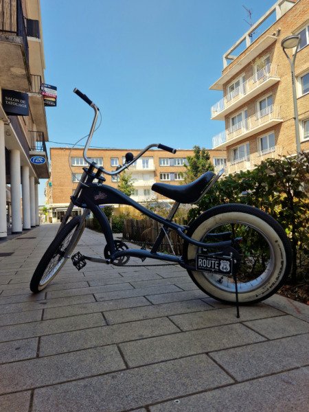 Chopper cruiser stretch « Route 66 » — gris mat, roue arrière fat image