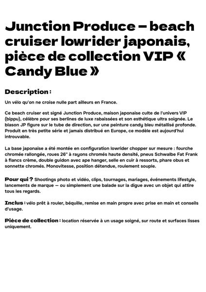 Junction Produce — beach cruiser lowrider japonais, pièce de collection VIP image