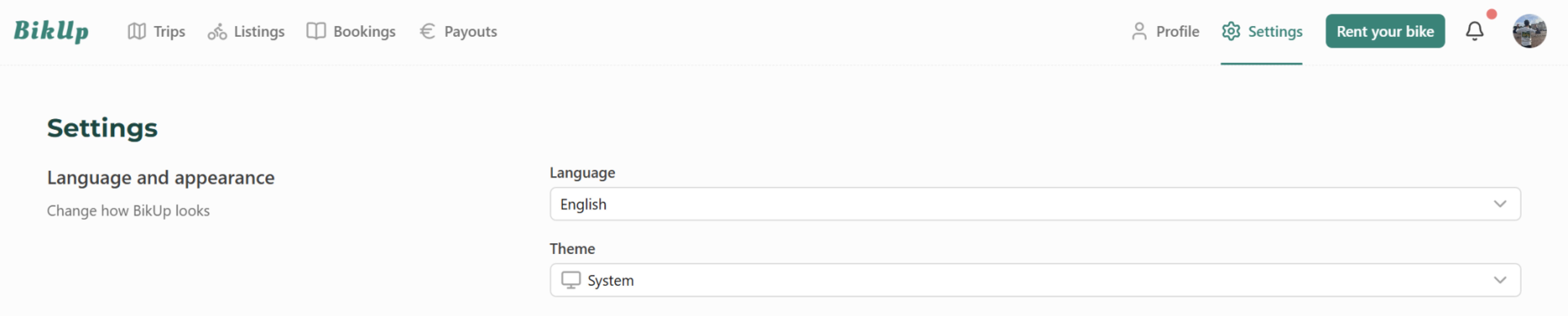 Change the language of your BikUp account