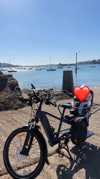 Velo cargo électrique longtail, E-three 500 Bleu abysse image
